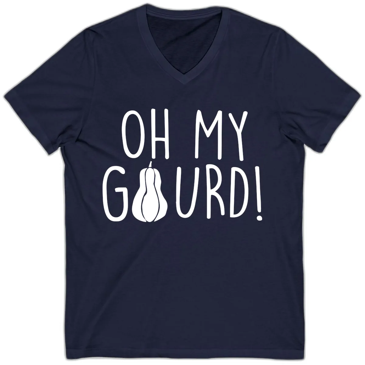 Oh My Gourd Thanksgiving Pun Design V-Neck in Navy